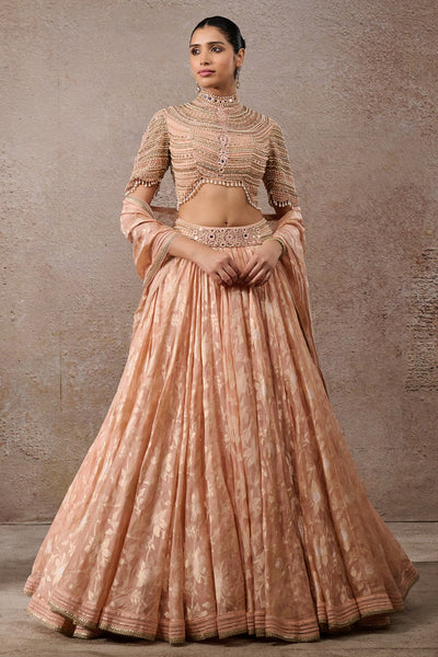 Tarun Tahiliani Pearl Textile Lehenga Blush Indian designer wear online shopping melange singapore