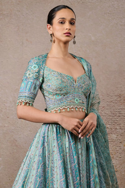 Tarun Tahiliani Printed Abstract Floral Lehenga Indian designer wear online shopping melange singapore