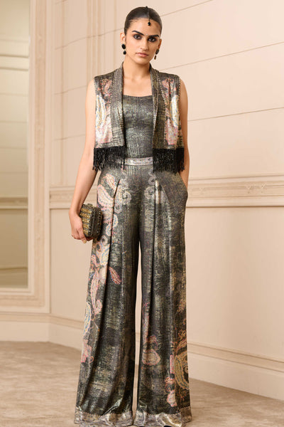 Tarun Tahiliani Printed Gilet indian designer wear online shopping melange singapore