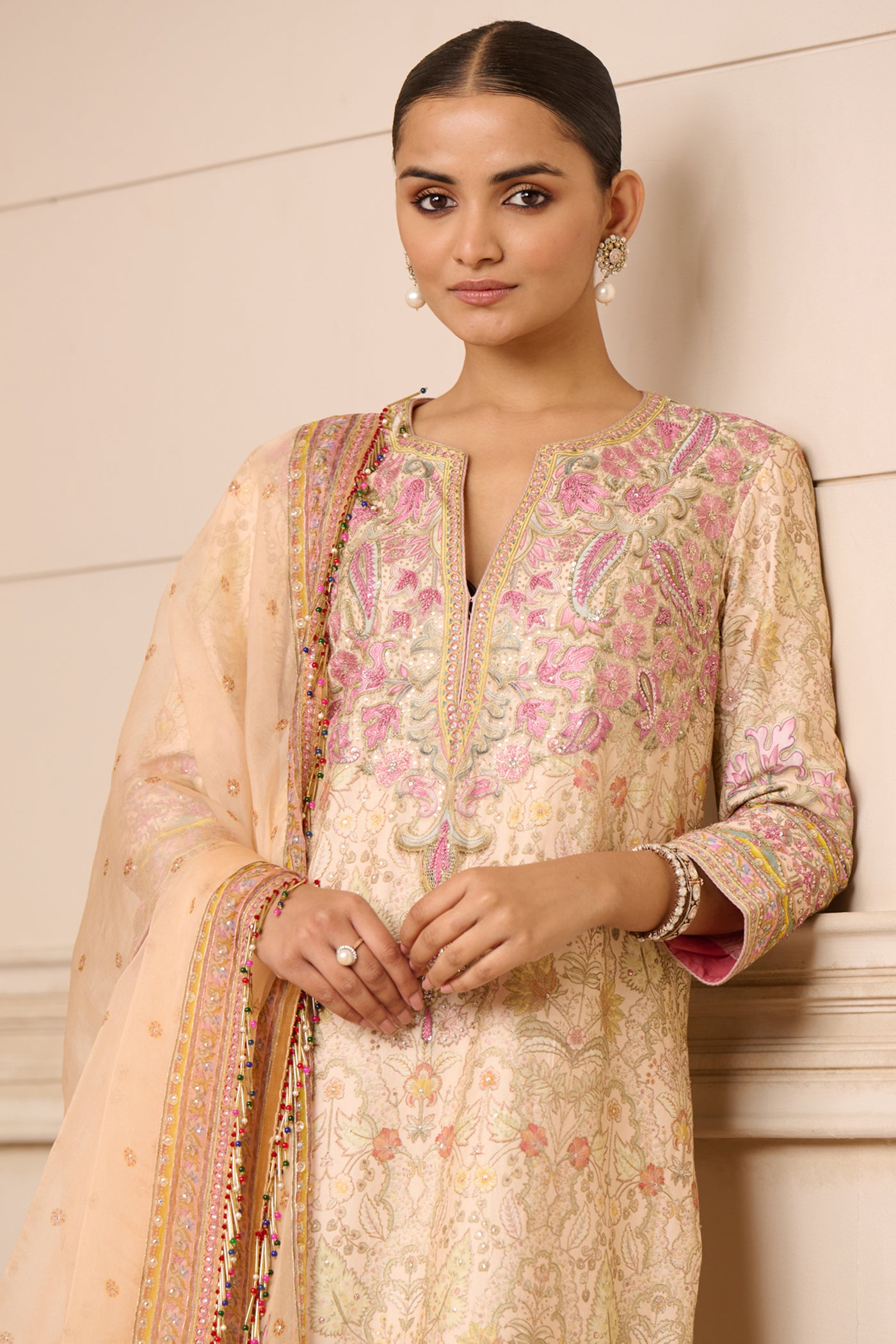 Tarun Tahiliani Printed Kurta In Chanderi indian designer wear online shopping melange singapore