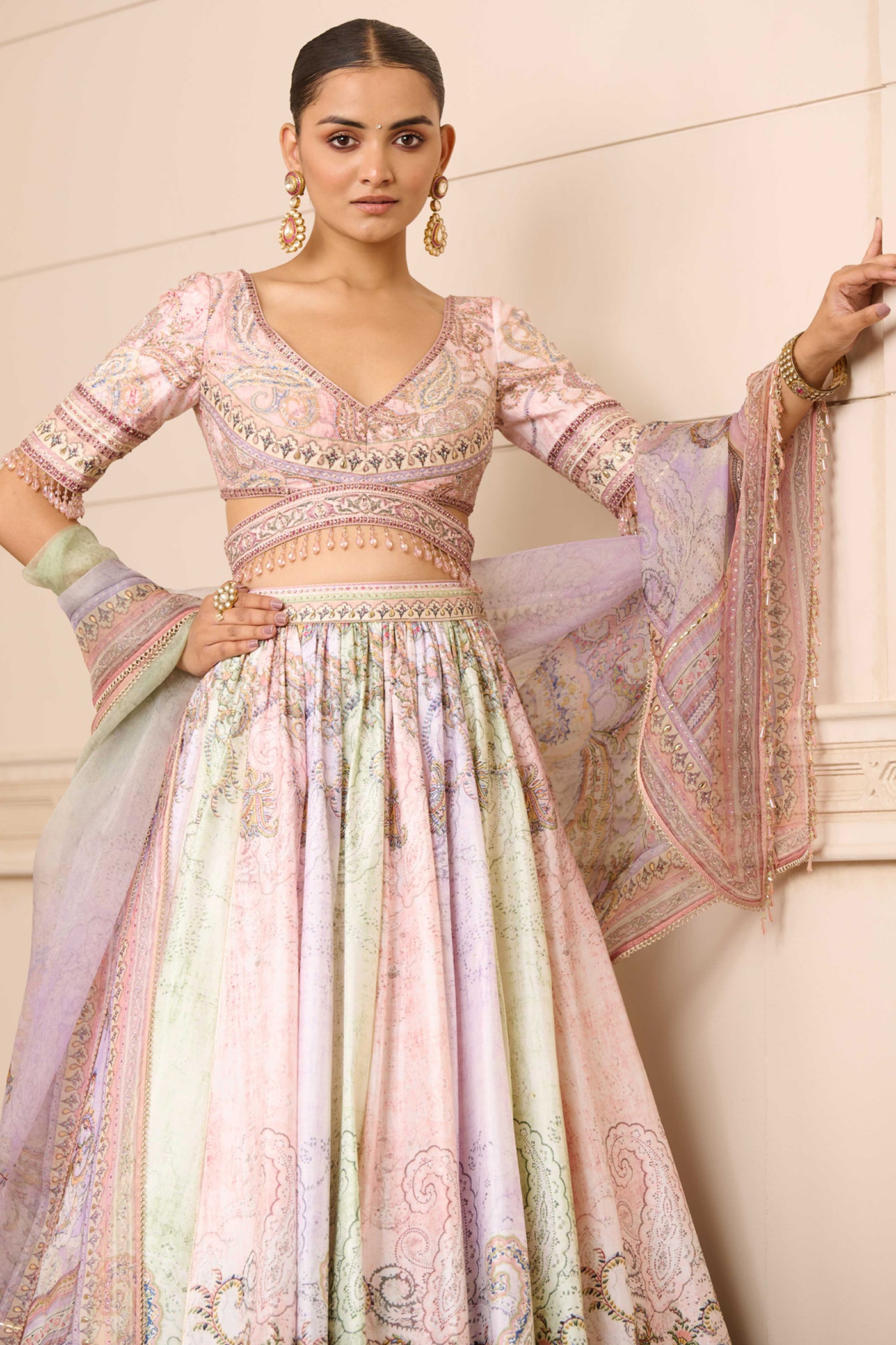 Tarun Tahiliani Printed Lehenga indian designer wear online shopping melange singapore