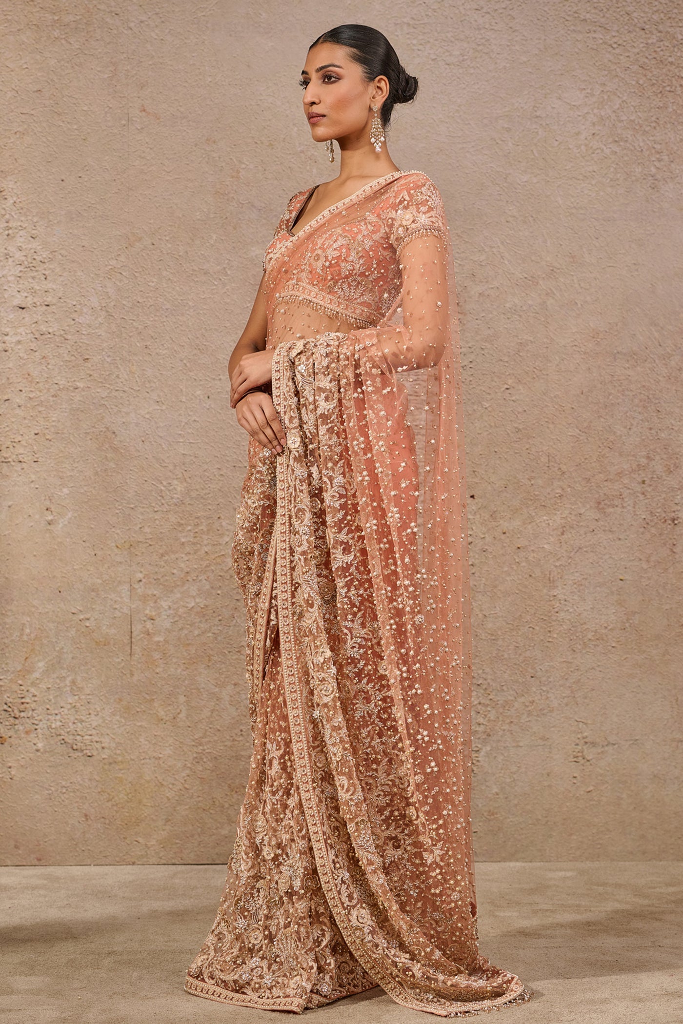 Tarun Tahiliani Resham Embroidered Floral Saree indian designer wear online shopping melange singapore
