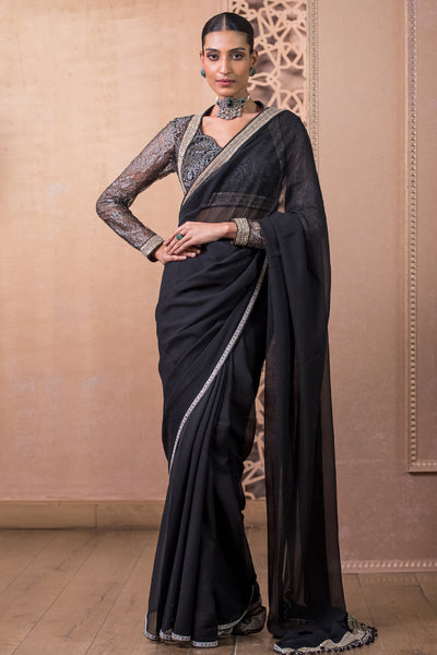 Tarun Tahiliani Saree Blouse Black indian designer wear online shopping melange singapore