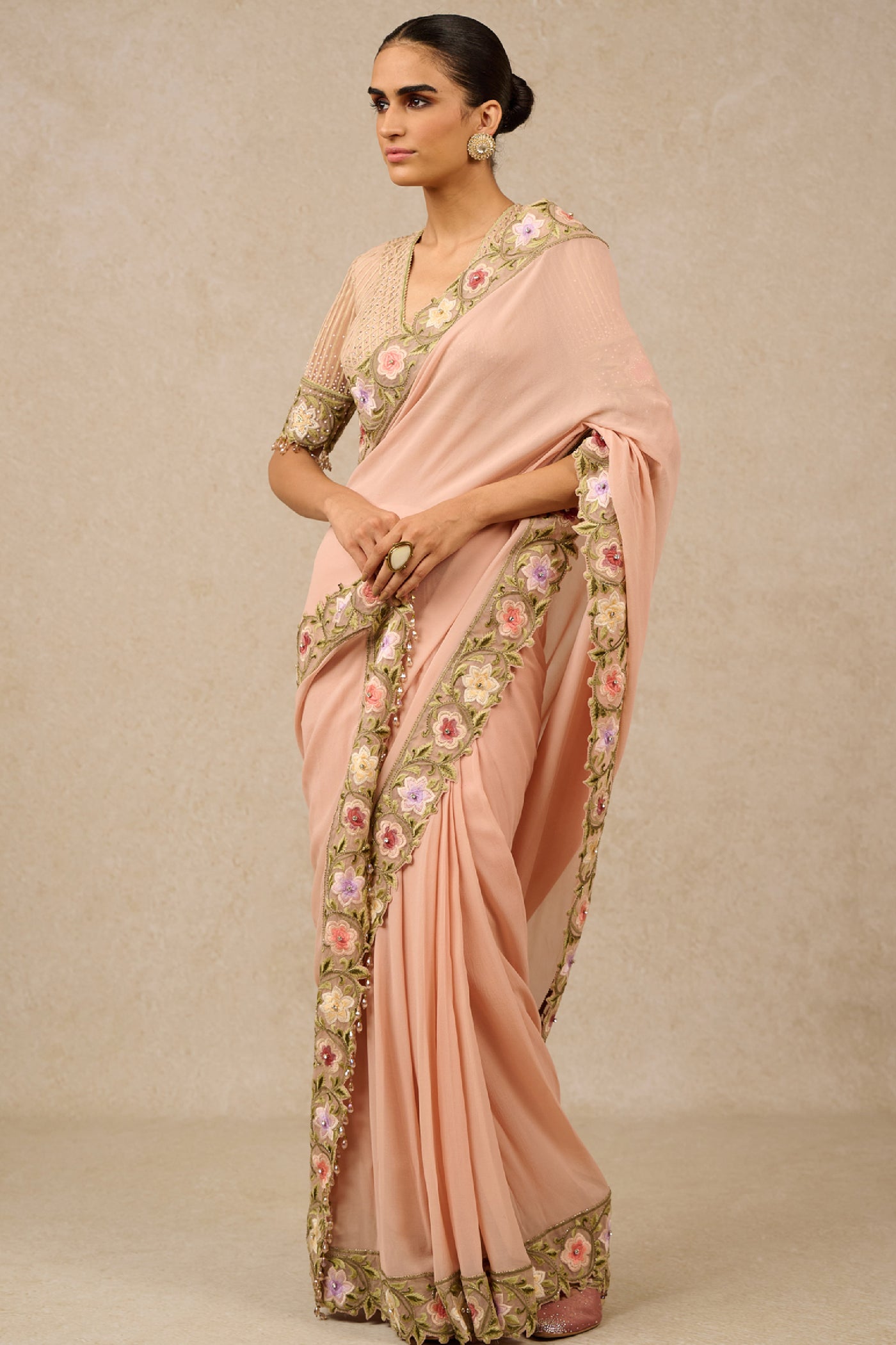 Tarun Tahiliani Saree Blouse Old Rose Indian designer wear online shopping melange singapore