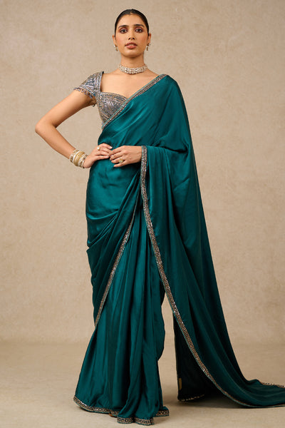 Tarun Tahiliani Saree Blouse Teal indian designer wear online shopping melange singapore