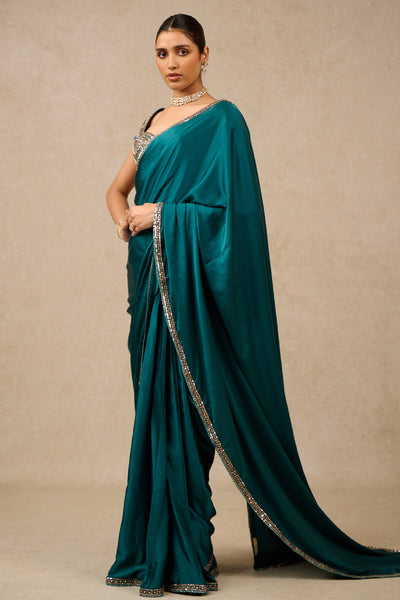 Tarun Tahiliani Saree Blouse Teal indian designer wear online shopping melange singapore