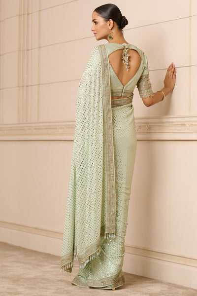 Tarun Tahiliani Saree With Textured Blouse indian designer wear online shopping melange singapore