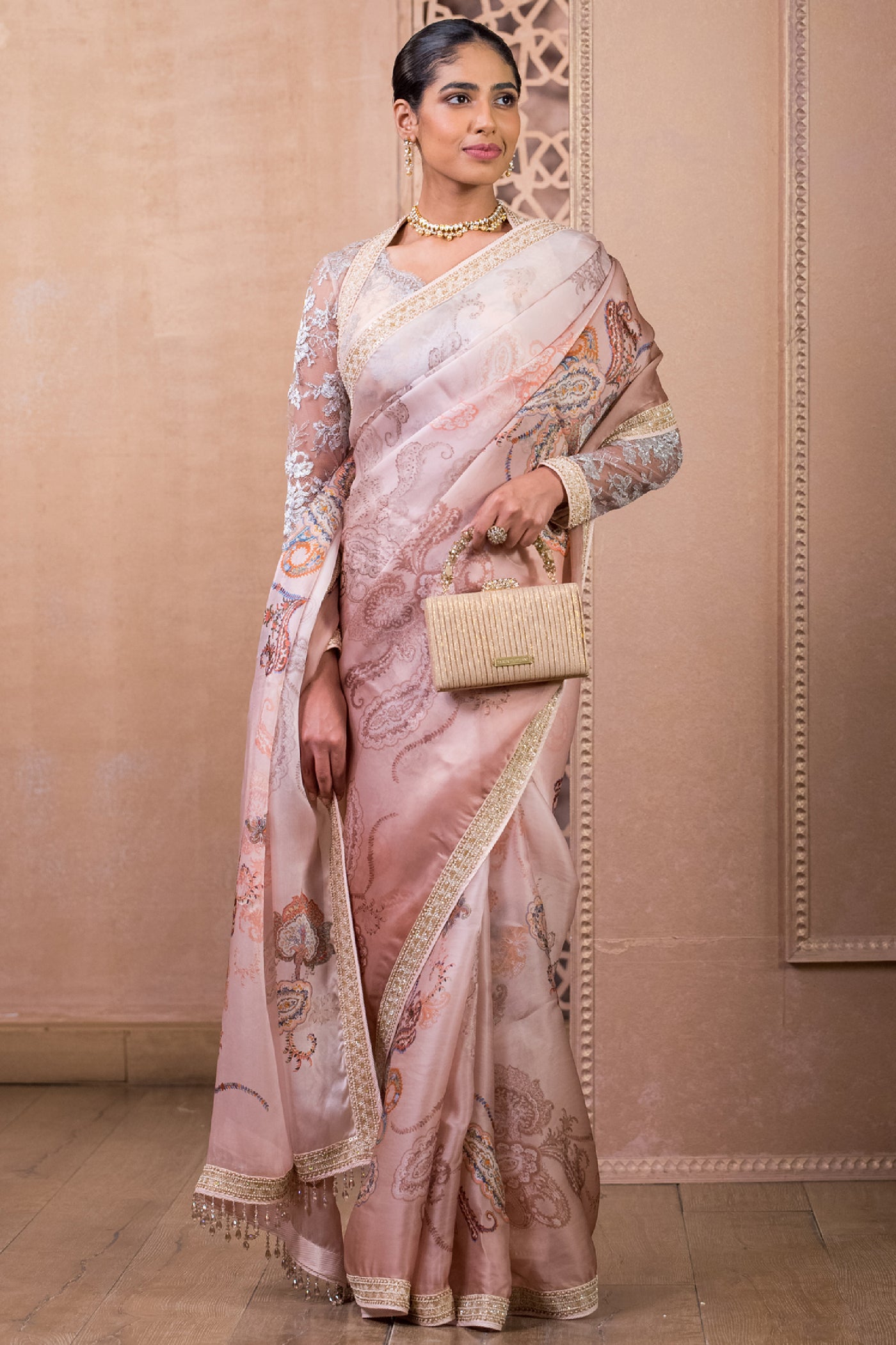 Tarun Tahiliani Saree And Blouse Blush indian designer wear online shopping melange singapore