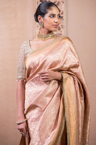 Tarun Tahiliani Saree And Blouse Fabric Blush indian designer wear online shopping melange singapore