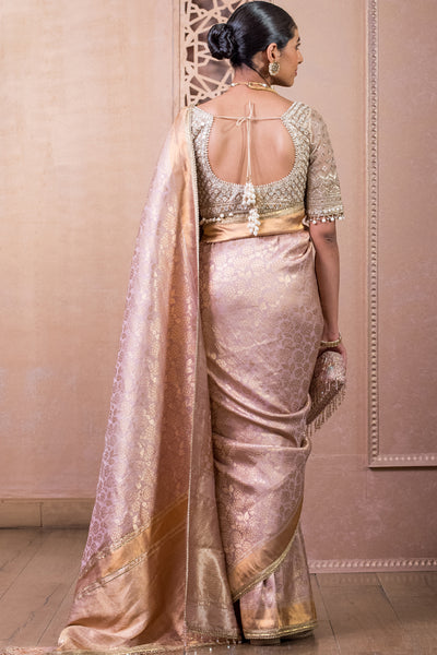 Tarun Tahiliani Saree And Blouse Fabric Lilac indian designer wear online shopping melange singapore