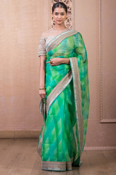 Tarun Tahiliani Saree And Blouse Fabric Shades Of Green indian designer wear online shopping melange singapore