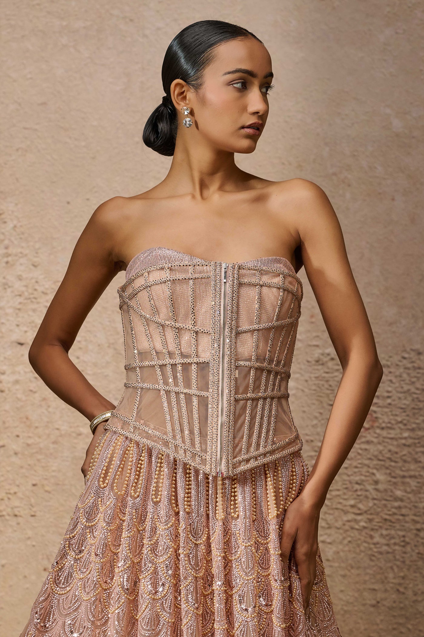 Tarun Tahiliani Sequin Corset Lehenga indian designer wear online shopping melange singapore
