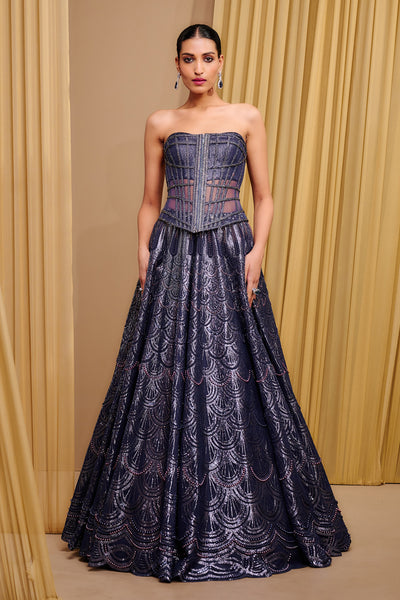 Tarun Tahiliani Sequin Corset Lehenga indian designer wear online shopping melange singapore