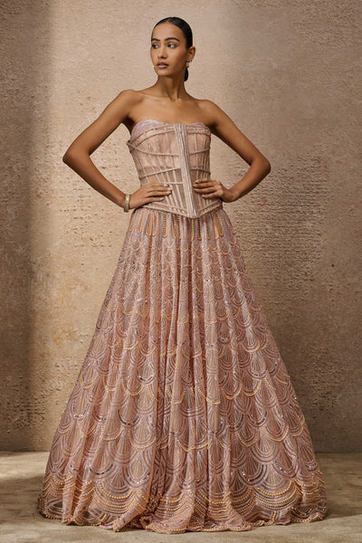 Tarun Tahiliani Sequin Corset Lehenga indian designer wear online shopping melange singapore
