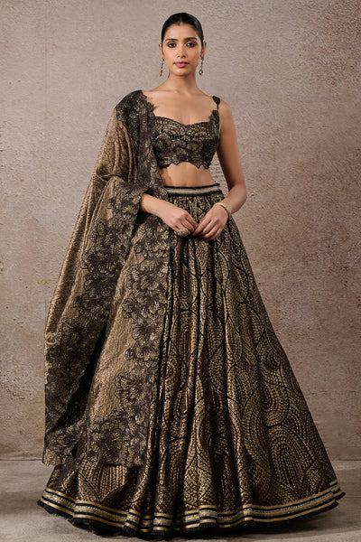 Tarun Tahiliani Sequin Embroidered Lehenga Black Indian designer wear online shopping melange singapore