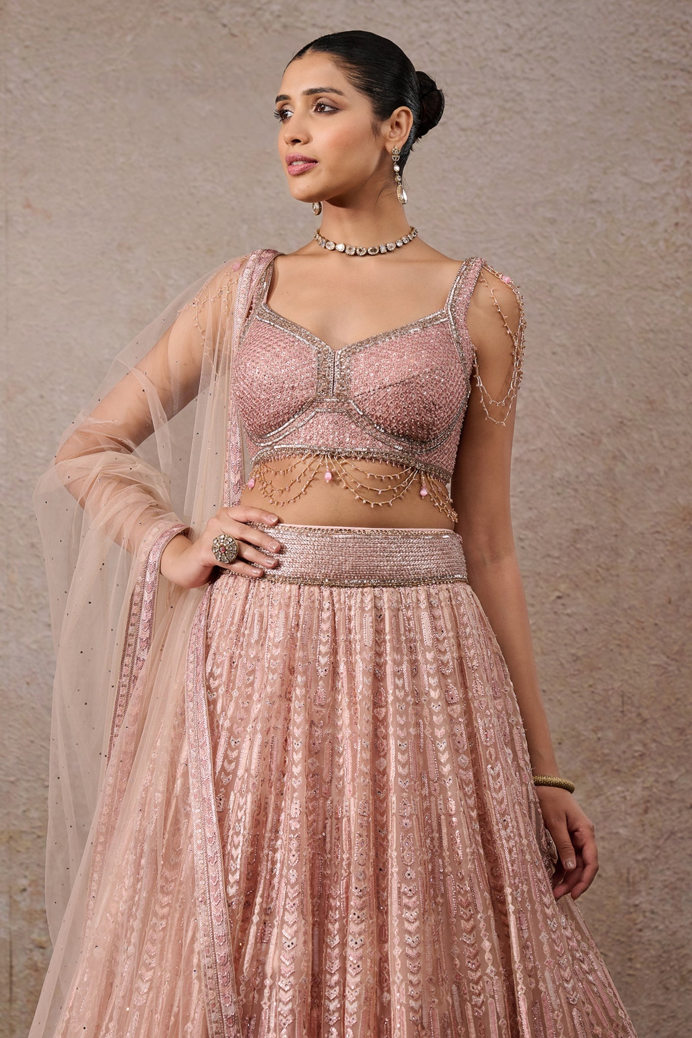 Tarun Tahiliani Sequin Embroidered Lehenga Indian designer wear online shopping melange singapore
