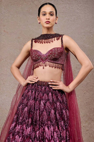 Tarun Tahiliani Sequin Embroidered Lehenga indian designer wear online shopping melange singapore 