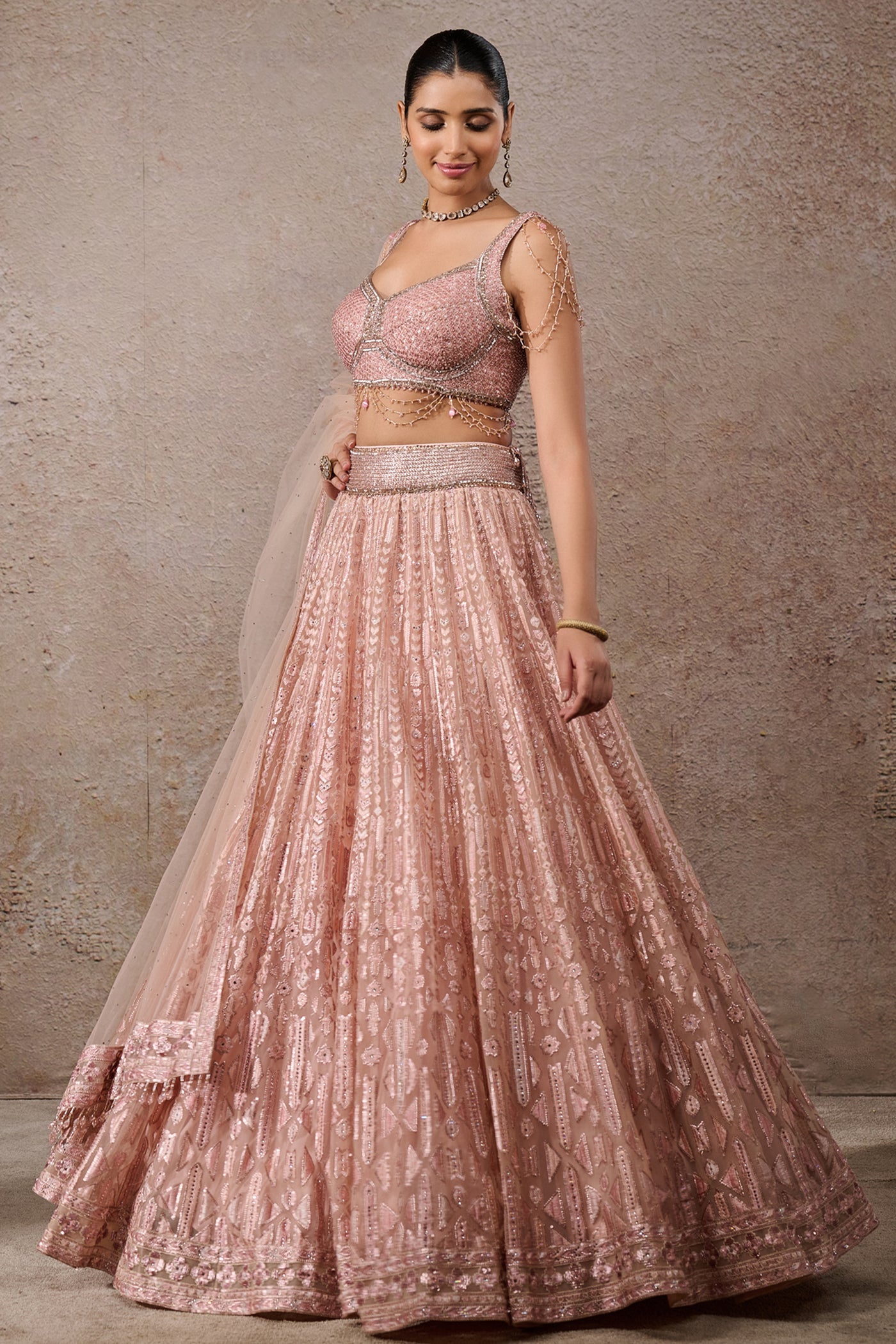 Tarun Tahiliani Sequin Embroidered Lehenga Indian designer wear online shopping melange singapore