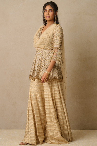 Tarun Tahiliani Sharara Kurta Drape indian designer wear online shopping melange singapore