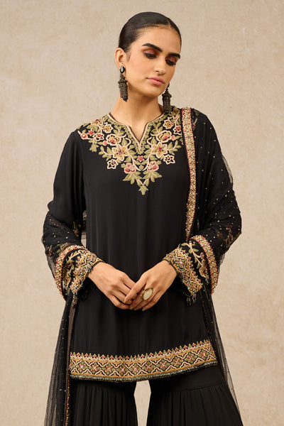 Tarun Tahiliani Sharara Kurta Dupatta Black Indian designer wear online shopping melange singapore