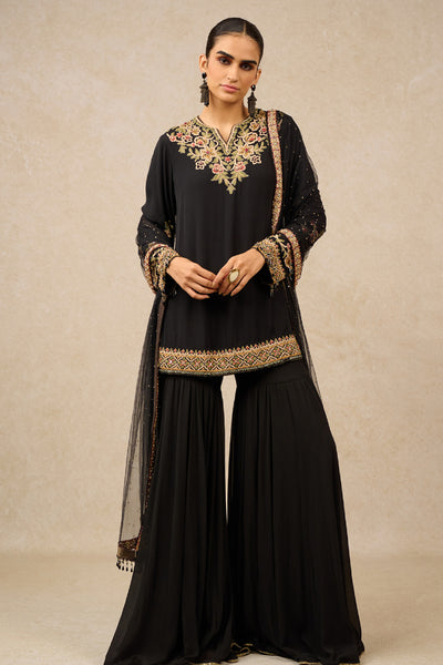 Tarun Tahiliani Sharara Kurta Dupatta Black Indian designer wear online shopping melange singapore