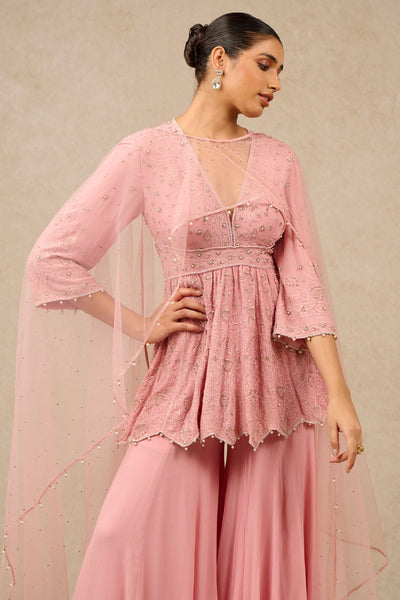 Tarun Tahiliani Sharara Kurta Dupatta Blush indian designer wear online shopping melange singapore