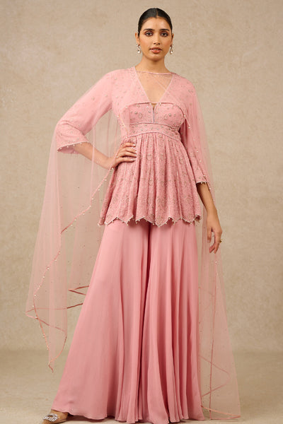 Tarun Tahiliani Sharara Kurta Dupatta Blush indian designer wear online shopping melange singapore