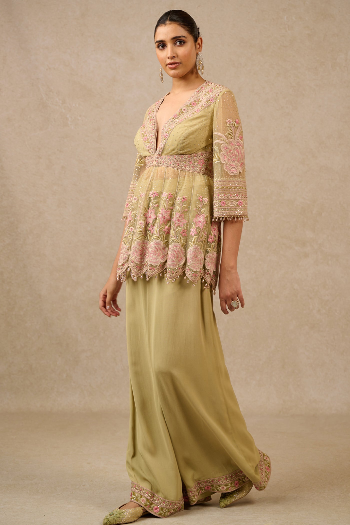 Tarun Tahiliani Sharara Kurta Mint Indian designer wear online shopping melange singapore