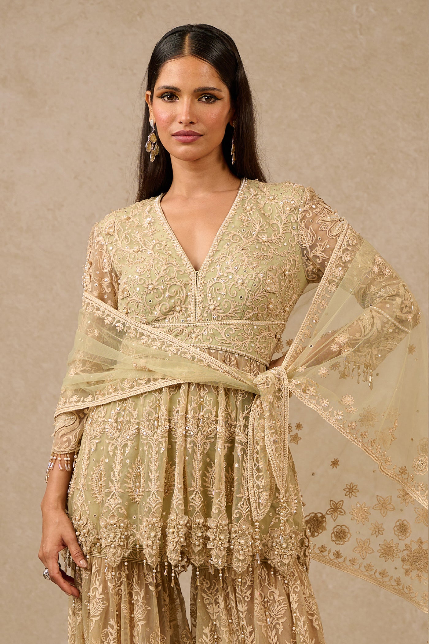 Tarun Tahiliani Sharara Kurti Scarf indian designer wear online shopping melange singapore