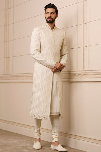 Tarun Tahiliani Menswear Sherwani Kurta And Trouser Ivory indian designer wear online shopping melange singapore