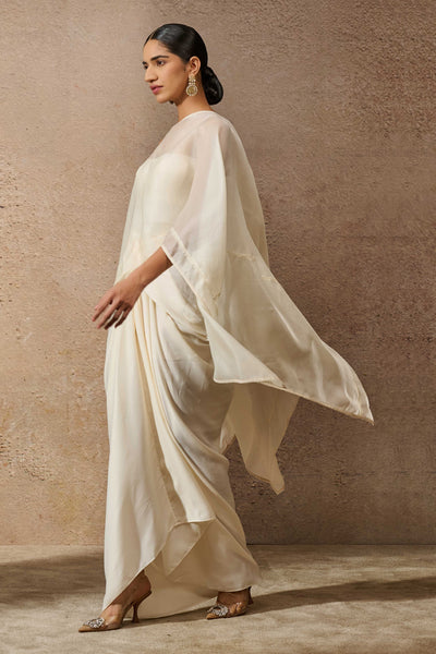 Tarun Tahiliani Short Kaftan Top And Draped Skirt Co-Ord Set indian designer wear online shopping melange singapore
