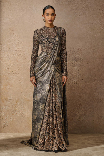 Tarun Tahiliani Signature Embroidered Panel Concept Saree indian designer wear online shopping melange singapore