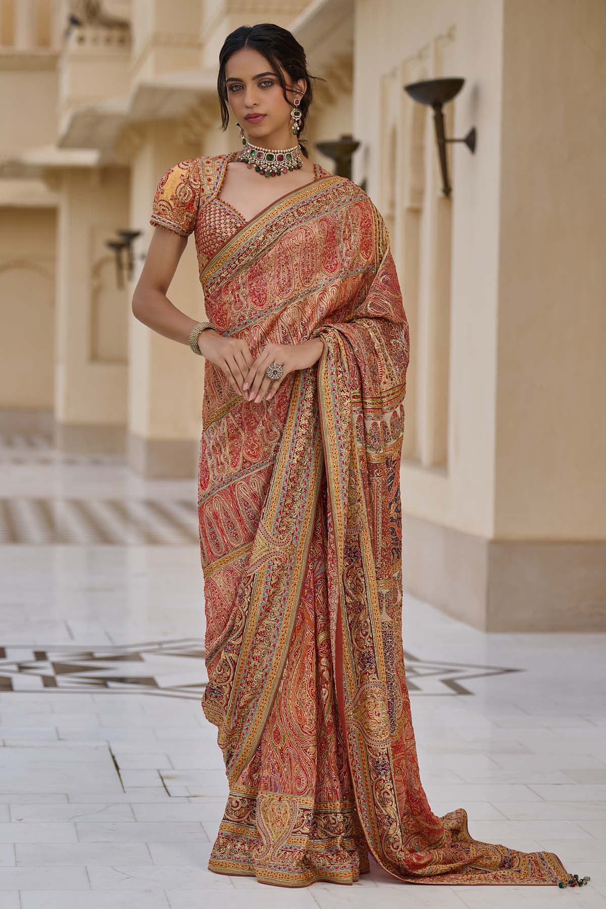 Tarun Tahiliani Signature Kashida Embroidered Saree indian designer wear online shopping melange singapore 