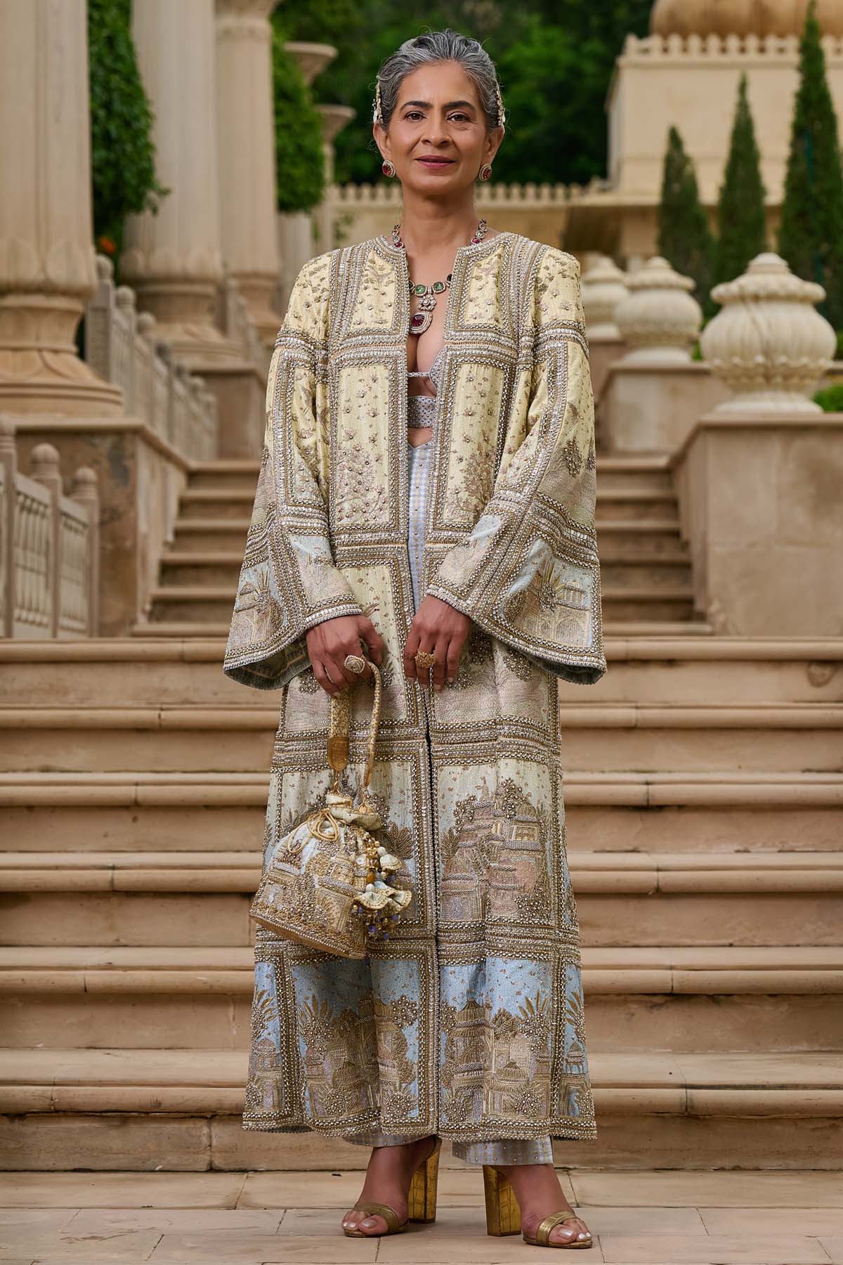 Tarun Tahiliani Signature Pichwai Embellished Jacket Set indian designer wear online shopping melange singapore 
