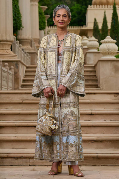 Tarun Tahiliani Signature Pichwai Embellished Jacket Set indian designer wear online shopping melange singapore 
