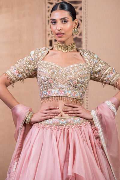 Tarun Tahiliani Skirt With Blouse And Scarf indian designer wear online shopping melange singapore