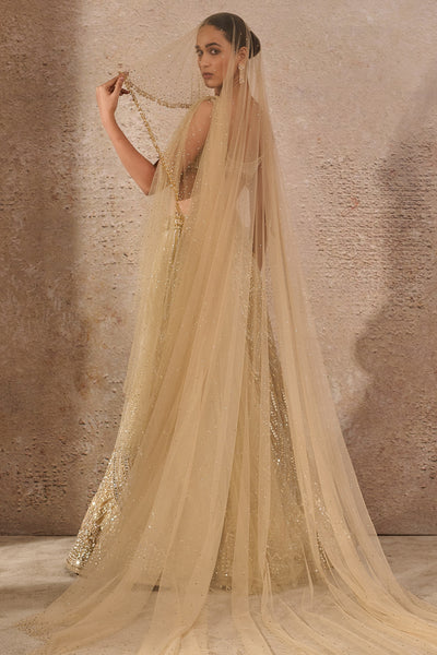Tarun Tahiliani Stone And Sequin Studded Lehenga Gold indian designer wear online shopping melange singapore