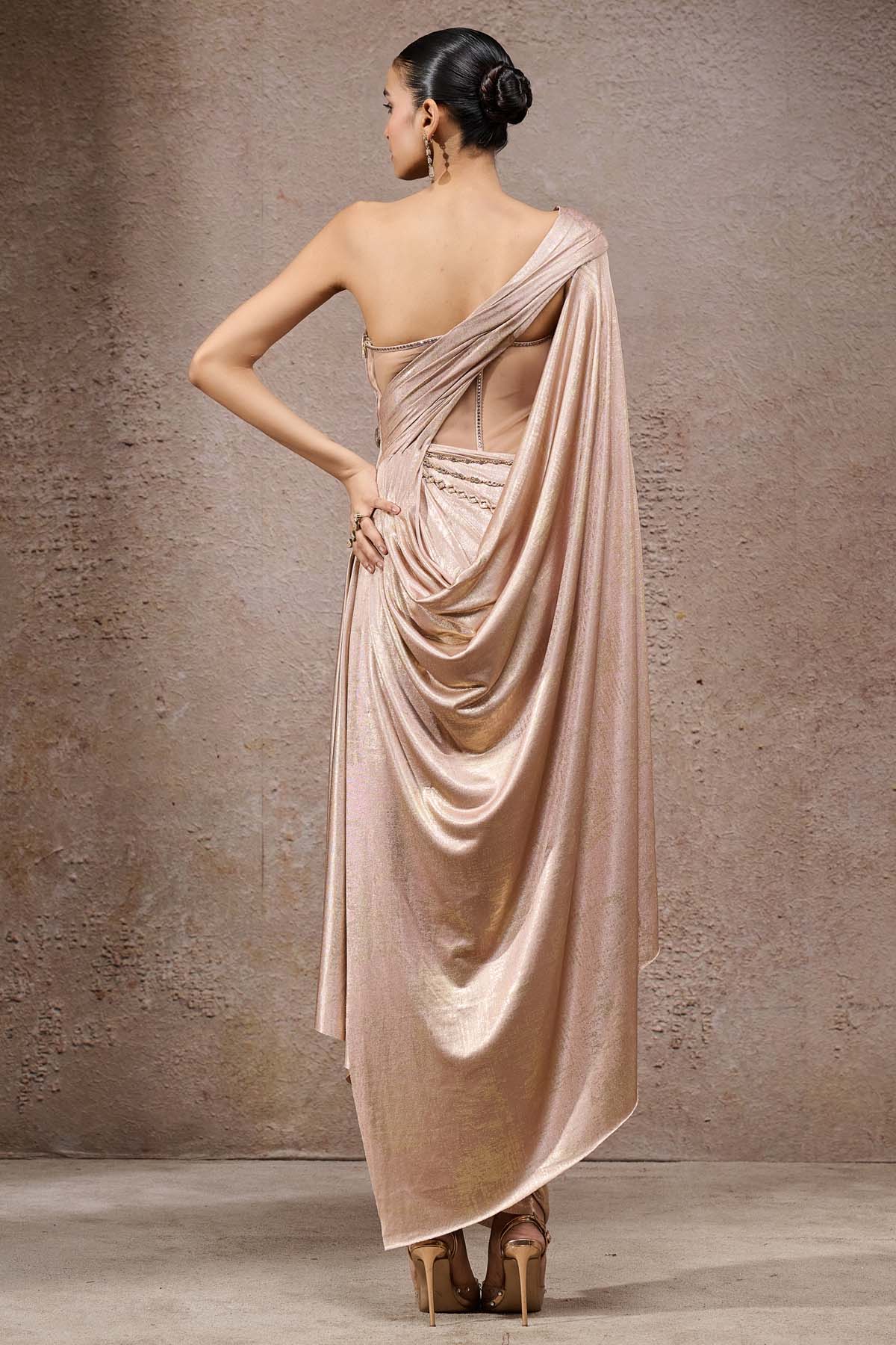Tarun Tahiliani Structured Drape Dress indian designer wear online shopping melange singapore 