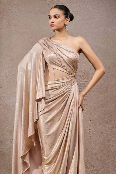 Tarun Tahiliani Structured Drape Dress indian designer wear online shopping melange singapore 