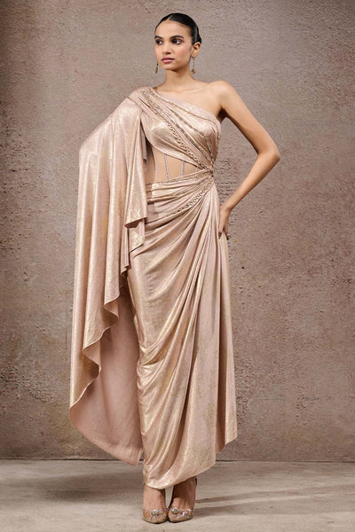Tarun Tahiliani Structured Drape Dress indian designer wear online shopping melange singapore 