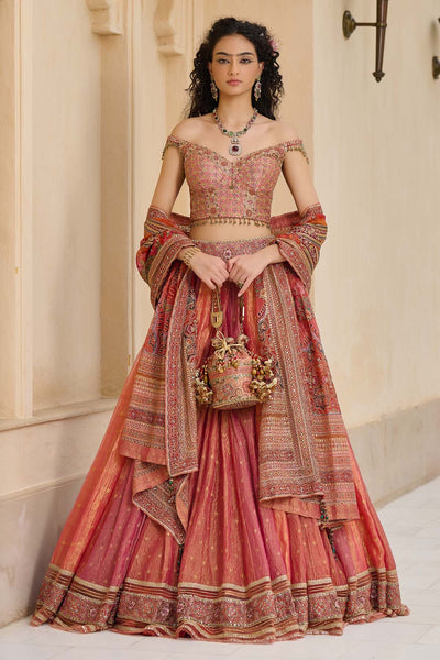 Tarun Tahiliani Textile Kashida Embroidered Lehenga indian designer wear online shopping melange singapore 