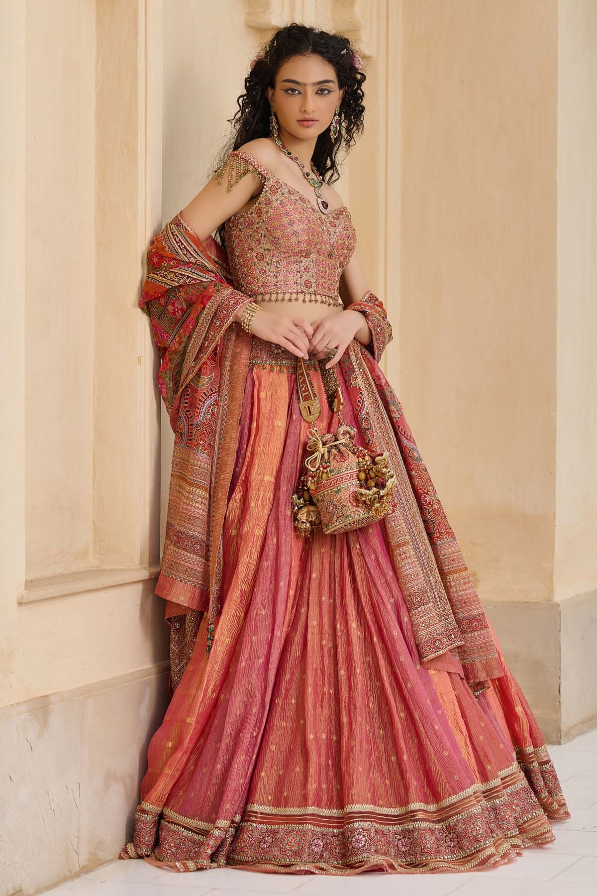 Tarun Tahiliani Textile Kashida Embroidered Lehenga indian designer wear online shopping melange singapore 