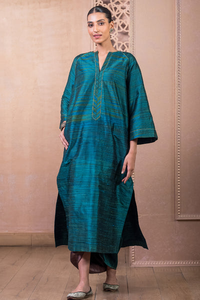 Tarun Tahiliani Tunic Teal indian designer wear online shopping melange singapore