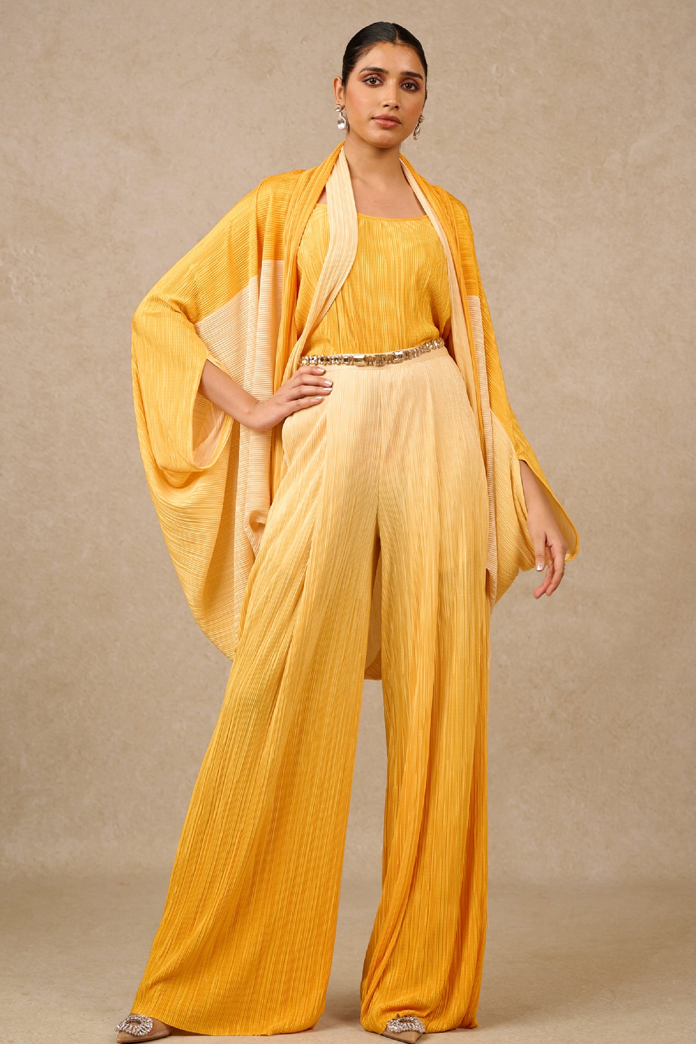 Tarun Tahiliani Yellow Ombre Co- Ord Set indian designer wear online shopping melange singapore