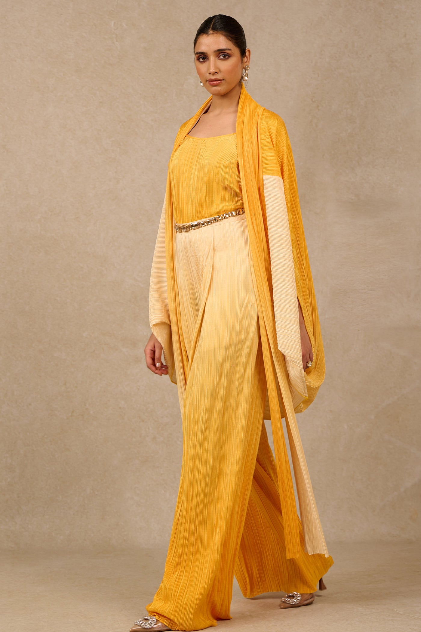 Tarun Tahiliani Yellow Ombre Co- Ord Set indian designer wear online shopping melange singapore