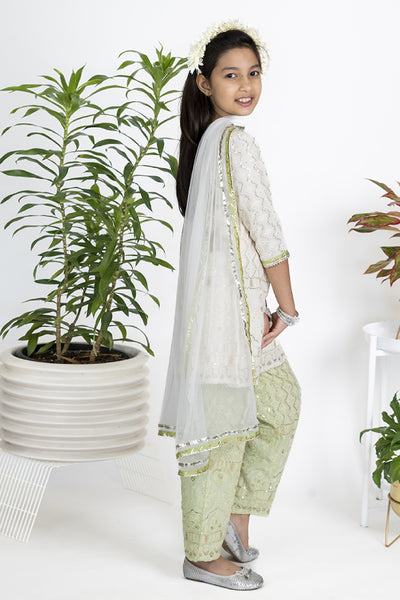 The Story Brand Chikkankari Kurta In Ivory With Contrast Pants indian designer wear online shopping melange singapore