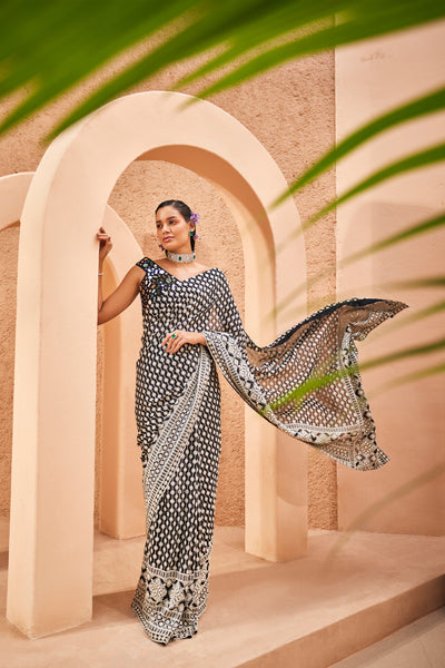 The Story Brand Isa Mirror Blouse with Stardust Saree indian designer wear online shopping melange singapore