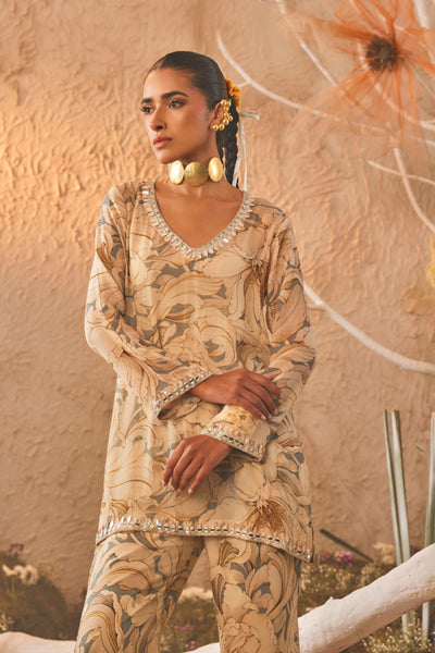 The Story Brand Kiara Slim Tunic with Palazzo Pants in Blue indian designer wear online shopping melange singapore
