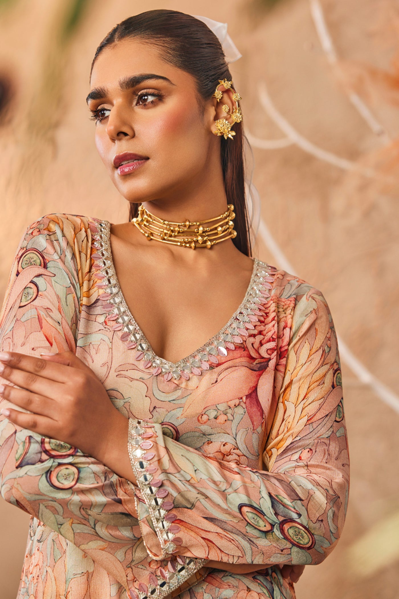 The Story Brand Kiara Slim Tunic with Palazzo Pants in Pink indian designer wear online shopping melange singapore
