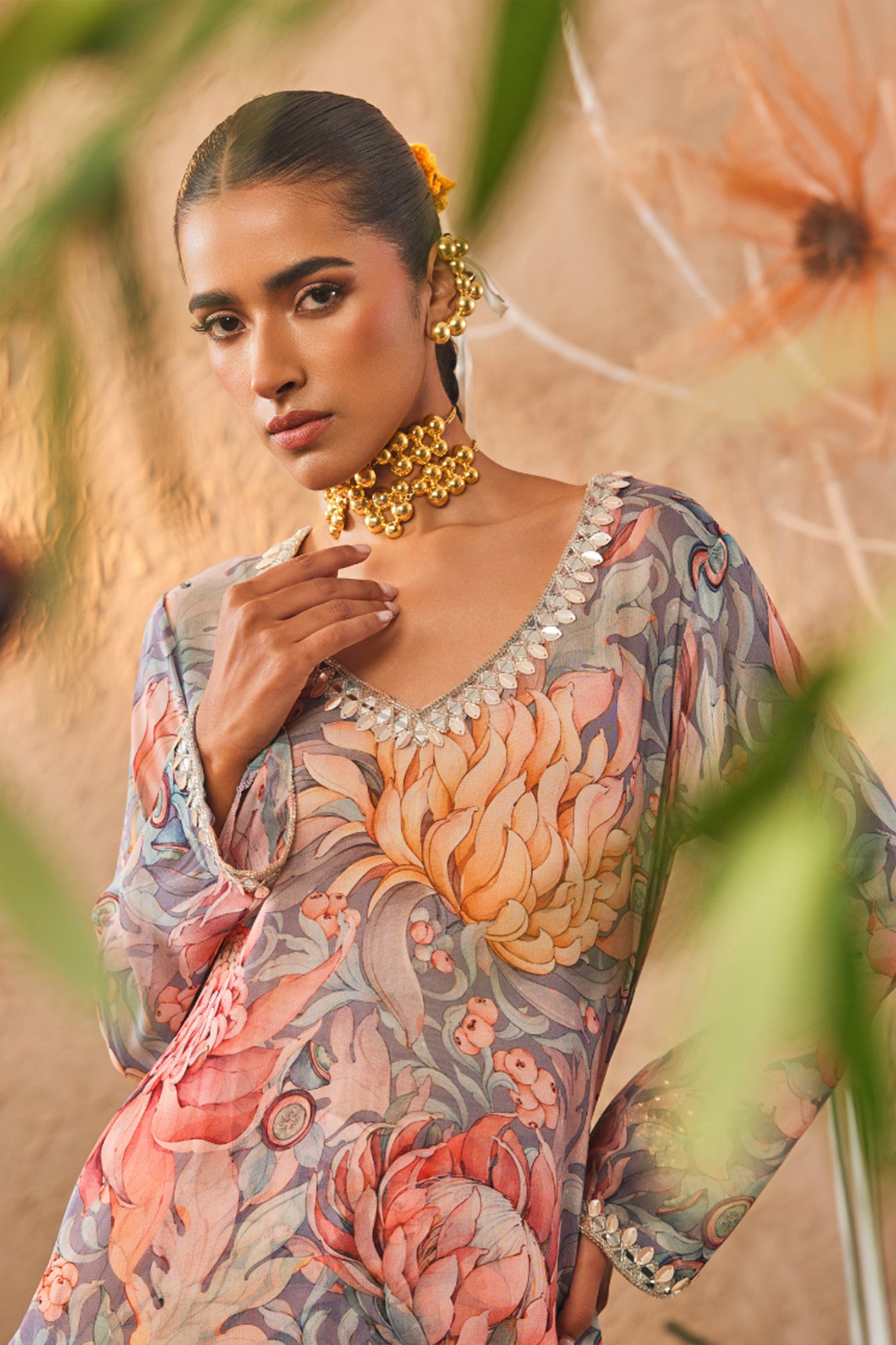 The Story Brand Kiara Slim Tunic with Palazzo Pants in Purple indian designer wear online shopping melange singapore
